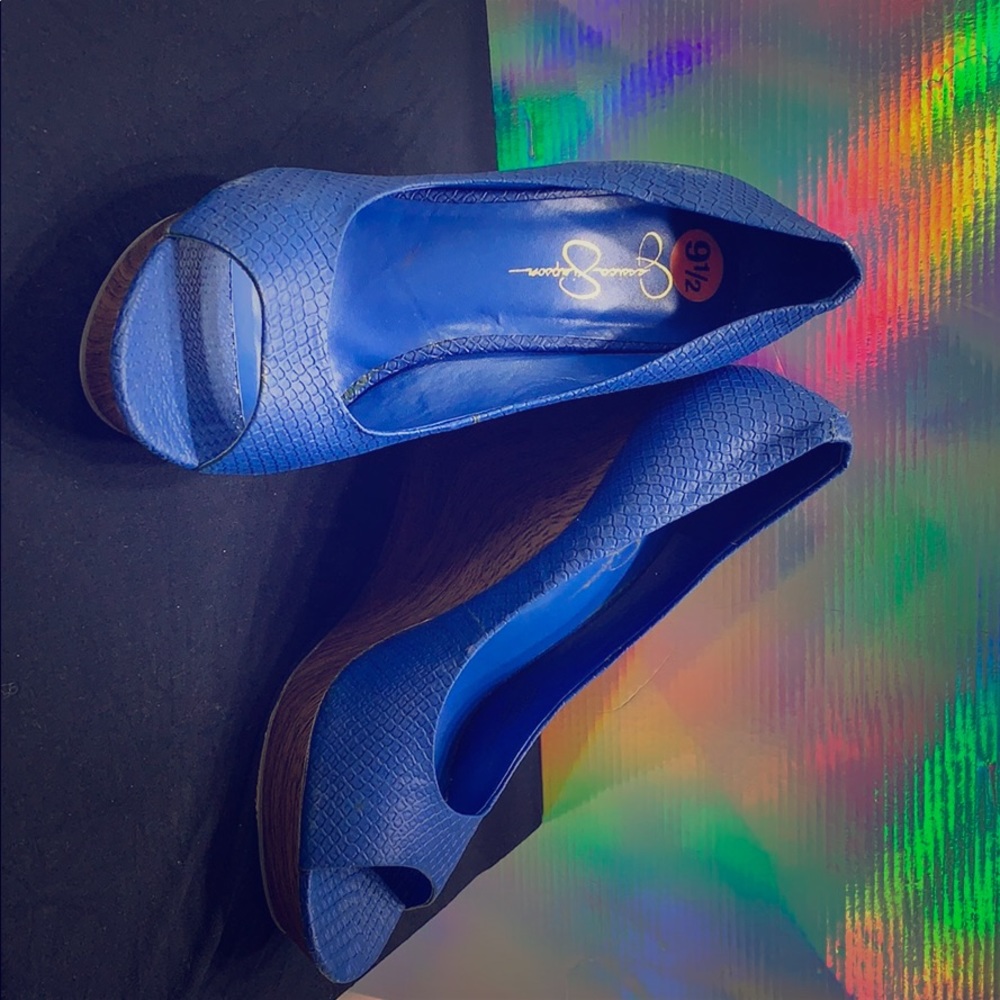 Blue wedged Jessica Simpson heels